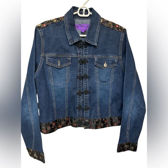 Jypsy Jeans Denim Jacket with Floral Accents - Picture 1 of 8